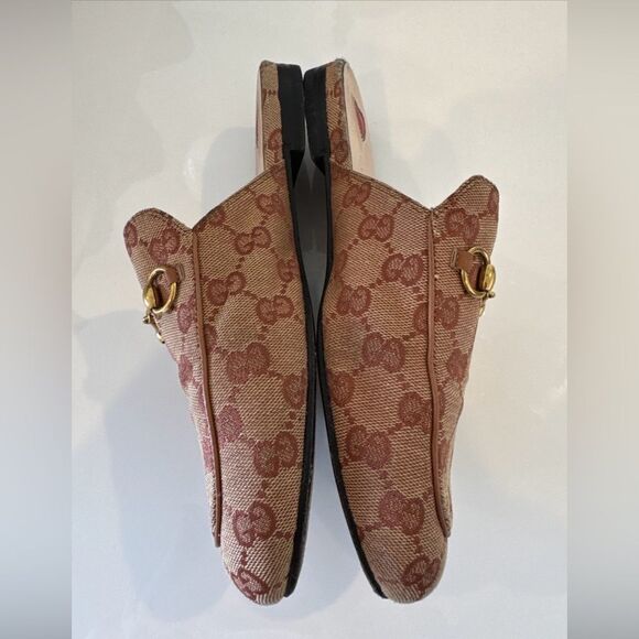 GUCCI GG Canvas Beige Mauve Gold Monogram Princetown Horsebit Slipper EU 39 / 9 - Picture 5 of 8